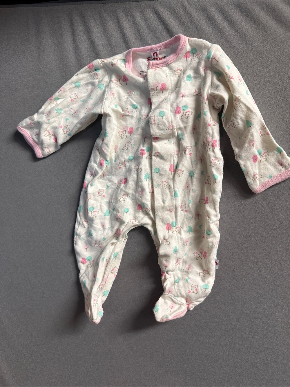 Magnetic Me White Footed One-Piece with Pink Trim and Mint Accents